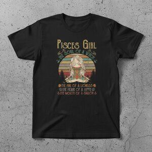 Pisces Girl Soul Of A Witch Retro Vintage Yoga Graphic Tee